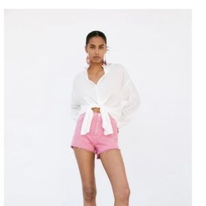 Pink Zara denim high rise shorts